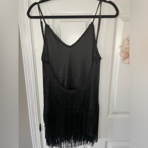 Black Fringe Mini Dress medium - Picture 4 of 4